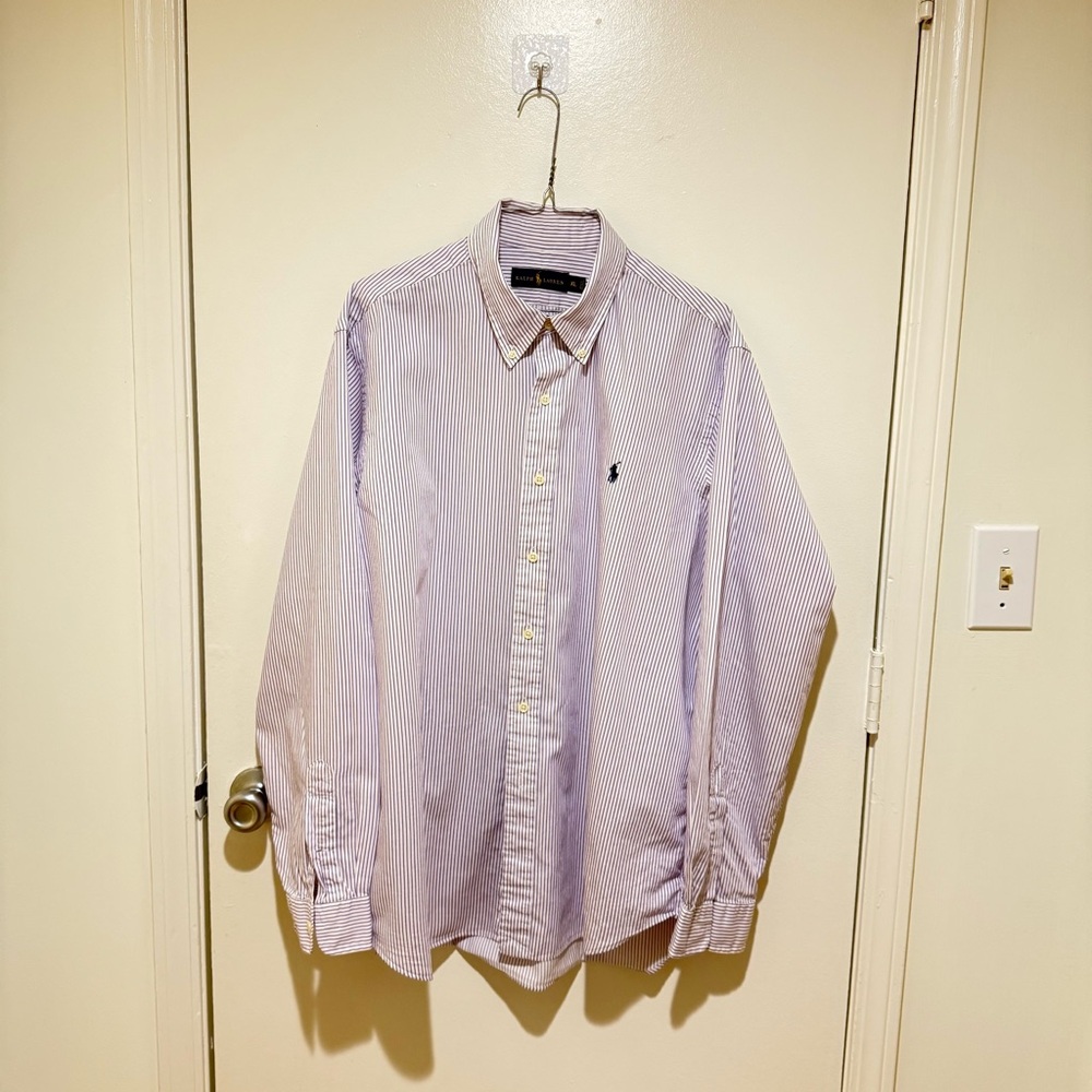 Ralph Lauren Men's Purple Striped Dress Shirt